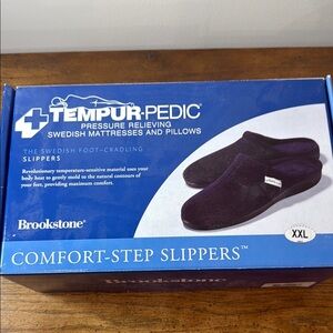 Brookstone Navy Blue Comfort-Step Slippers. Size XXL